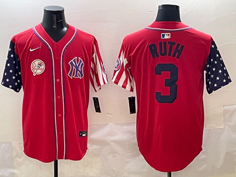 Men New York Yankees #3 Ruth Red a generation of national flags Jointly Name 2025 Nike MLB Jersey style 9->new york yankees->MLB Jersey